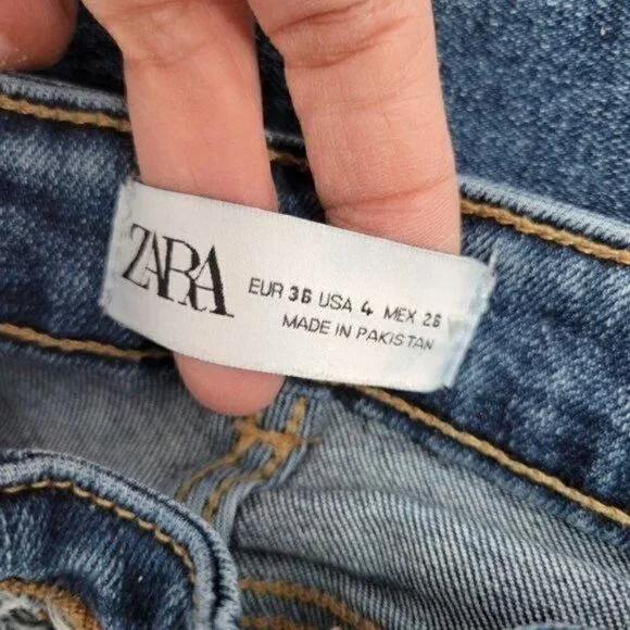 Zara  Medium Blue Fray Split Hem Jeans - Picture 7 of 10